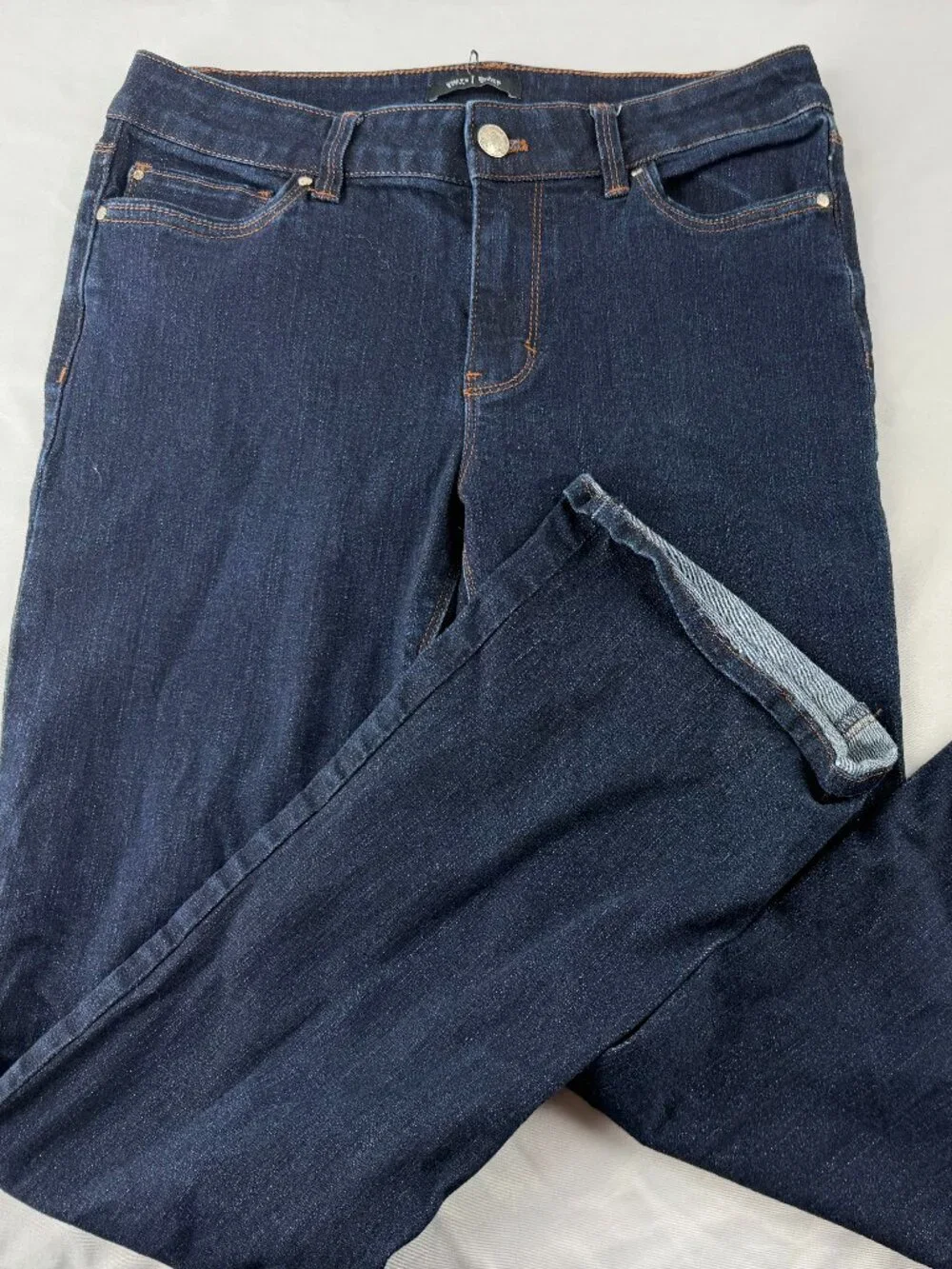 White House Black Market Women Skinny Flare Jeans Dark Wash Blue Size 6S